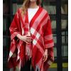 imageMoss Rose Womens Travel Plaid Shawl Wrap Open Front Poncho Cape for Fall WinterB Red