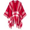 imageMoss Rose Womens Travel Plaid Shawl Wrap Open Front Poncho Cape for Fall WinterB Red