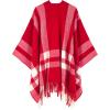 imageMoss Rose Womens Travel Plaid Shawl Wrap Open Front Poncho Cape for Fall WinterB Red