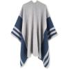 imageMoss Rose Womens Travel Plaid Shawl Wrap Open Front Poncho Cape for Fall WinterC Majolica Blue