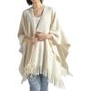 imageMoss Rose Womens Travel Plaid Shawl Wrap Open Front Poncho Cape for Fall WinterE Beige Rivets