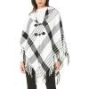 imageMoss Rose Womens Travel Plaid Shawl Wrap Open Front Poncho Cape for Fall WinterE Black Grid