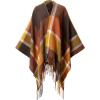 imageMoss Rose Womens Travel Plaid Shawl Wrap Open Front Poncho Cape for Fall WinterFs Cider Clay