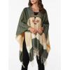 imageMoss Rose Womens Travel Plaid Shawl Wrap Open Front Poncho Cape for Fall WinterGreen Plaid