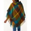 imageMoss Rose Womens Travel Plaid Shawl Wrap Open Front Poncho Cape for Fall WinterMulticolored