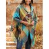 imageMoss Rose Womens Travel Plaid Shawl Wrap Open Front Poncho Cape for Fall WinterMulticolored