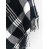 imageMoss Rose Womens Travel Plaid Shawl Wrap Open Front Poncho Cape for Fall WinterWhite Black