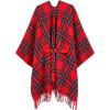 imageMoss Rose Womens Travel Plaid Shawl Wrap Open Front Poncho Cape for Fall WinterZ Plaid Red