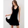 imageMoss Rose Womens Vintage Dress V Neck Sleeveless Sundresses Pleated Mermaid Midi DressBlack