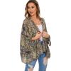 imageWomens Floral Print Puff Sleeve Kimono Cardigan Loose Short Cover Up Casual Blouse Tops