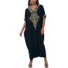 imageMoss Rose Caftan Coverup Dresses for Women V Neck Summer Swimsuit Kaftan Plus Size Maxi Beach Vacation ClothesAbblack