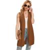 imageMoss Rose Long Vest for Women Sleeveless Lightweight Open Front Cardigans Ribbed Knit Outwear with PocketsCoffee