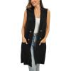 imageMoss Rose Sleeveless Cardigans for Women Open Front Sweaters Vest Lapel Collar Button Down Long Outerwear CoatsBlack