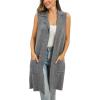 imageMoss Rose Sleeveless Cardigans for Women Open Front Sweaters Vest Lapel Collar Button Down Long Outerwear CoatsGrey