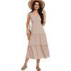 imageMoss Rose Women Sleeveless Summer Dress U Neck Ruffle Tank A Line Maxi Dresses Beach SundressLight Khaki