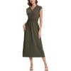 imageMoss Rose Women Spring Summer Maxi Dresses VNeck Sleeveless Casual Long Formal DressGreen