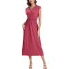 imageMoss Rose Women Spring Summer Maxi Dresses VNeck Sleeveless Casual Long Formal DressRose Pink