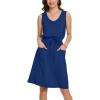imageMoss Rose Women Summer Dresses Sleeveless Casual Loose Swing Midi Dress with PocketsZblue