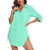 imageMoss Rose Womens Bathing Suit Cover Ups Bikini Swimsuit Coverup Drawstring Beach Dress ShirtGreen