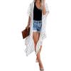 imageMoss Rose Womens Beach Cover up Swimsuit Kimono with Bohemian Floral Print Loose Casual Resort WearA Blackwhite 1
