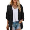 imageMoss Rose Womens Beach Kimono Coverup Sheer Chiffon Cover Ups Casual Loose Open Front Cardigan TopsBlack