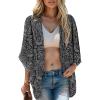 imageMoss Rose Womens Beach Kimono Coverup Sheer Chiffon Cover Ups Casual Loose Open Front Cardigan TopsBlack Bohemia