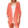 imageMoss Rose Womens Beach Kimono Coverup Sheer Chiffon Cover Ups Casual Loose Open Front Cardigan TopsBright Orange1