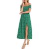 imageMoss Rose Womens Boho Maxi Dresses Summer Off Shoulder Cap Sleeve Flowy Swing Casual Long DressGreen