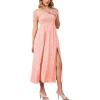 imageMoss Rose Womens Boho Maxi Dresses Summer Off Shoulder Cap Sleeve Flowy Swing Casual Long DressPink