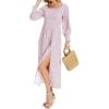 imageMoss Rose Womens Boho Maxi Dresses Summer Square Neck Long Sleeve Floral Flowy Swing Casual Long DressPink
