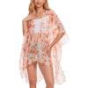 imageMoss Rose Womens Chiffon Long Kimono Beach Cover up for Summer Bathing Suits Cardigans Casual Loose SwimwearBmulticolor Flower