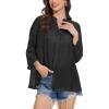 imageMoss Rose Womens Cover Up Shirt Crewneck Swimsuit Beach Bikini Beachwear Button Down Bathing SuitBlack
