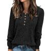 imageMoss Rose Womens Crew Neck Long Sleeve Tunic Shirts Casual Fall Winter Tops Lightweight SweatersBlack