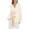imageMoss Rose Womens Elegant Shawl Wraps Soft Open Front Poncho Sweater for Spring Fall WinterAapricot