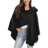 imageMoss Rose Womens Large Cross Front Poncho Sweater Wrap Topper Knitted Elegant Shawls Cape for Fall WinterAblack