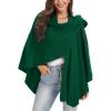 imageMoss Rose Womens Large Cross Front Poncho Sweater Wrap Topper Knitted Elegant Shawls Cape for Fall WinterAgreen