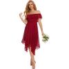 imageMoss Rose Womens Off The Shoulder Bridesmaid Dresses Knee Length Formal Cocktail DressesBurgundy
