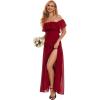 imageMoss Rose Womens Off The Shoulder Bridesmaid Dresses Side Split Beach Maxi Formal DressBurgundy