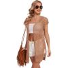 imageMoss Rose Womens Sleeveless Cardigans Vests Long Open Front Hollow Crochet Cardigan Sweater Duster VestZ Khaki