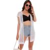 imageMoss Rose Womens Sleeveless Cardigans Vests Long Open Front Hollow Crochet Cardigan Sweater Duster VestZ Off White