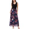 imageMoss Rose Womens Summer Dress Sleeveless Maxi Dresses Empire Waist Floral Print Casual Long DressBlackfloral 1