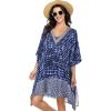 imageMoss Rose Womens Swimsuit Cover up Beach Kaftan for Bathing Suit with Floral PatternA Blue