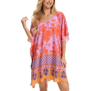 imageMoss Rose Beach Kaftan Dresses for Women V Neck Summer Swimsuit Cover up Beach Vacation ClothingBred