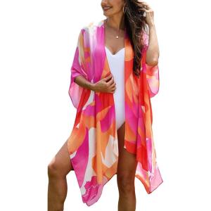 imageMoss Rose Women Summer Bikini Kimono Bathing Suit Cover Ups for SwimwearB Colorful Red 3