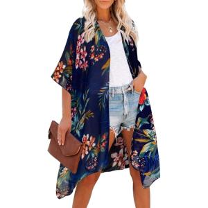 imageMoss Rose Women Summer Bikini Kimono Bathing Suit Cover Ups for SwimwearBc Tropical Garden