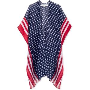 imageMoss Rose Womens Beach Cover up Swimsuit Kimono with Bohemian Floral Print Loose Casual Resort WearE American Flag1