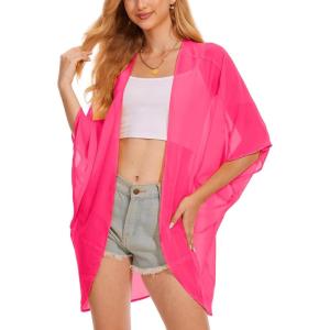 imageMoss Rose Womens Beach Kimono Coverup Sheer Chiffon Cover Ups Casual Loose Open Front Cardigan TopsDragon Pearl Fruit