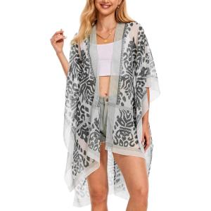 imageMoss Rose Womens Chiffon Long Kimono Beach Cover up for Summer Bathing Suits Cardigans Casual Loose SwimwearBblack