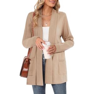 imageMoss Rose Womens Classic Sweaters Cardigan Long Sleeve Knit Coat Outwear with Pocket Available in Plus SizeKhaki