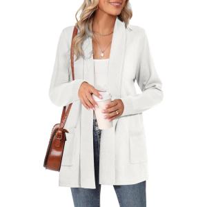 imageMoss Rose Womens Classic Sweaters Cardigan Long Sleeve Knit Coat Outwear with Pocket Available in Plus SizeOffwhite